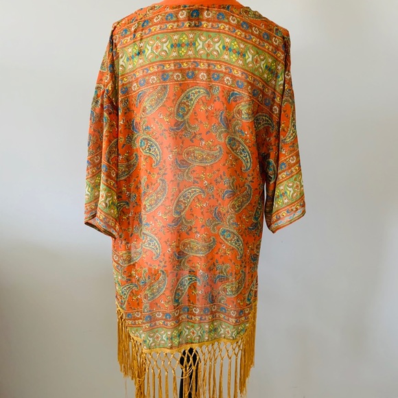H&M | Orange Floral Fringe Duster - Picture 3 of 3